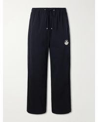FRAME - Straight-Leg Drawstring Logo-Embroidered Cotton-Blend Trousers - Lyst