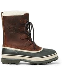 Sorel Caribou Faux Shearling-trimmed Waterproof Leather And Rubber Snow Boots - Brown