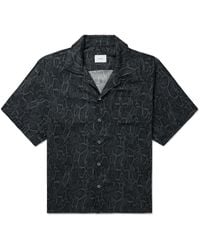 Rhude - Camp-collar Logo-embroidered Snake-print Twill Shirt - Lyst