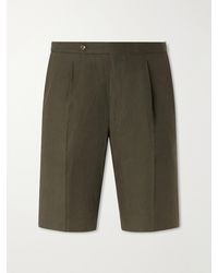 De Petrillo - Straight-leg Pleated Linen Shorts - Lyst