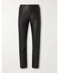 ADON - Slim-Fit Straight-Leg Panelled Leather Trousers - Lyst