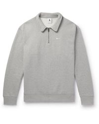Nike - Logo-embroidered Cotton-blend Jersey Half-zip Sweatshirt - Lyst