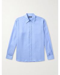 Dolce & Gabbana - Hemd aus Leinen-Canvas mit Logostickerei - Lyst