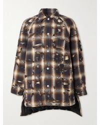 Givenchy - Distressed Checked Quilted Cotton-Flannel Shirt Jacket - Lyst