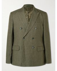 MR P. - Double-Breasted Puppytooth Linen Suit Jacket - Lyst