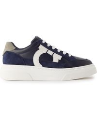 Ferragamo - Suede-trimmed Leather Sneakers - Lyst