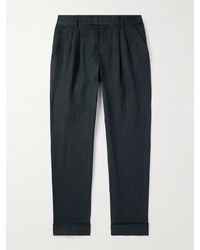 MR P. - Tapered Pleated Linen Trousers - Lyst