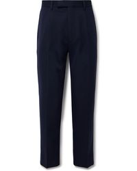 ZEGNA - Slim-fit Pleated Cotton And Wool-blend Twill Trousers - Lyst