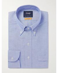 Drake's - Camicia in cotone Oxford azzurro con collo button-down - Lyst