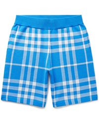 Burberry - Straight-leg Checked Wool And Silk-blend Shorts - Lyst