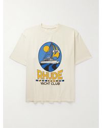 Rhude - T-shirt in jersey di cotone con logo Yacht Club - Lyst