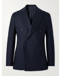 De Petrillo - Double-breasted Wool-blend Flannel Suit Jacket - Lyst