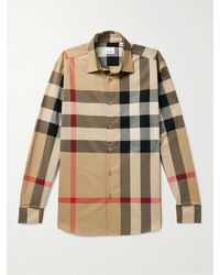 Burberry - Checked Cotton-Poplin Shirt - Lyst