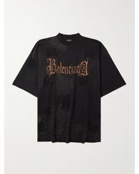 Balenciaga - Oversized Logo-print Bleached Cotton-jersey T-shirt - Lyst