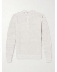 Brunello Cucinelli - Ribbed Linen And Cotton-blend Henley Shirt - Lyst