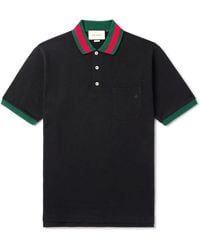 Gucci - Cotton Piquet Polo With Web Collar - Lyst