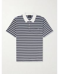 A.P.C. - Oscar Logo-Embroidered Striped Organic Cotton-Piqué Polo Shirt - Lyst