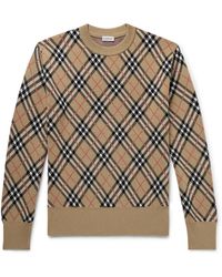 Burberry - Checked Wool-Blend Jacquard Sweater - Lyst