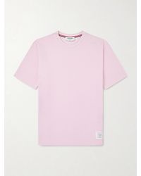 Thom Browne - Logo-Appliquéd Striped Cotton-Piqué T-Shirt - Lyst