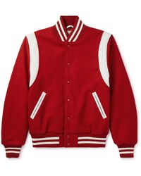 Golden Bear - The Hayes Leather-trimmed Wool-blend Varsity Jacket - Lyst