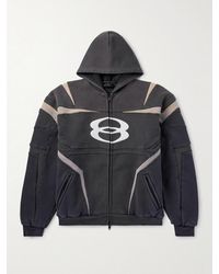 Balenciaga - Logo-Embroidered Panelled Cotton-Blend Zip-Up Hoodie - Lyst