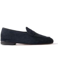 Rubinacci - Leather-Trimmed Suede Penny Loafers - Lyst