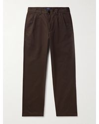Noah - Straight-leg Pleated Cotton-twill Trousers - Lyst