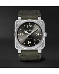 Bell & Ross - Br 03-92 Grey Lum Automatic 42mm Stainless Steel And Leather Watch - Lyst