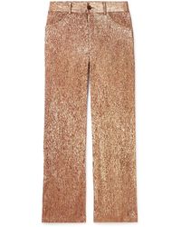 Séfr - Duri Straight-leg Metallic Silk-blend Trousers - Lyst