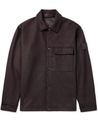 Stone Island - Ghost Logo-appliquéd Virgin Wool-blend Flannel Overshirt - Lyst