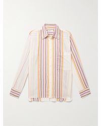 Universal Works - Striped Cotton-jacquard Shirt - Lyst