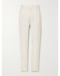 Loro Piana - City Slim-Fit Tapered Pleated Double-Faced Cotton Trousers - Lyst
