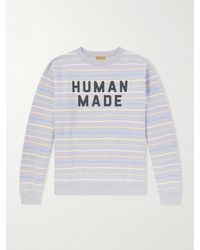 Human Made - Logo-print Striped Cotton-jersey Sweatshirt - Lyst