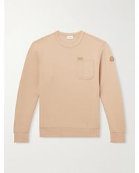 Moncler - Logo-appliqué Leather-trimmed Cotton-blend Jersey Sweatshirt - Lyst
