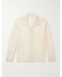 Séfr - Jagou Camp-collar Open-knit Merino Wool-gauze Shirt - Lyst