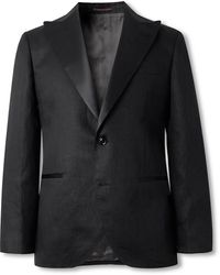 Brunello Cucinelli - Satin-Trimmed Linen Tuxedo Jacket - Lyst