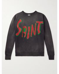 SAINT Mxxxxxx - Distressed Logo-Print Cotton-Jersey Sweatshirt - Lyst