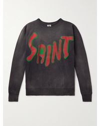SAINT Mxxxxxx - Distressed Logo-print Cotton-jersey Sweatshirt - Lyst