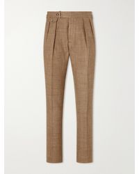 Polo Ralph Lauren - Straight-leg Pleated Houndstooth Linen - Lyst