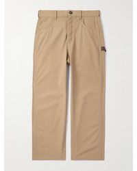 Loewe - Carpenter Straight-leg Leather-trimmed Cotton-twill Trousers - Lyst