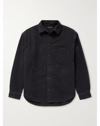 Balenciaga - Camicia oversize in denim imbottito con logo ricamato - Lyst