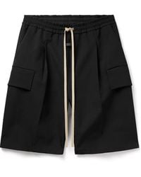 Fear Of God - Straight-leg Pleated Wool And Cotton-blend Twill Drawstring Cargo Shorts - Lyst