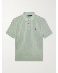 Polo Ralph Lauren - Logo-Embroidered Cable-Knit Cotton Polo Shirt - Lyst