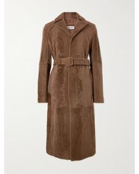 Loewe - Cappotto in shearling con cintura - Lyst