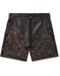 Amiri - Straight-leg Laser-etched Perforated Leather Drawstring Shorts - Lyst