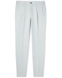 Incotex - Straight-leg Pleated Cotton And Linen-blend Trousers - Lyst