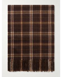 Celine - Checked Fringed Cashmere Scarf - Lyst