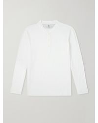 Brunello Cucinelli - Linen And Cotton-Blend Henley T-Shirt - Lyst
