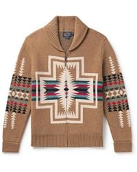 Pendleton - Harding Shawl-collar Wool-jacquard Zip-up Cardigan - Lyst