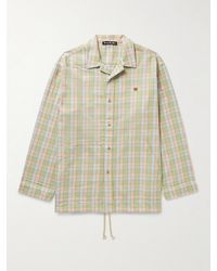 Acne Studios - Camp-Collar Logo-Appliquéd Checked Organic Cotton-Flannel Overshirt - Lyst